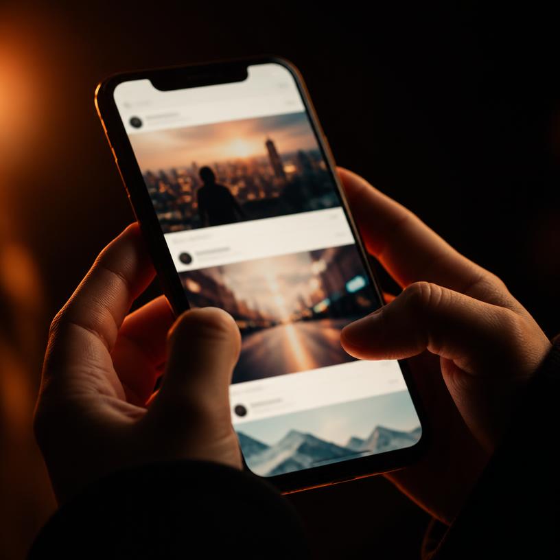 Mãos a segurar um telemóvel