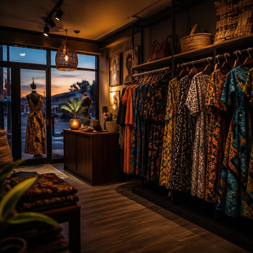 Interior de uma loja de roupa