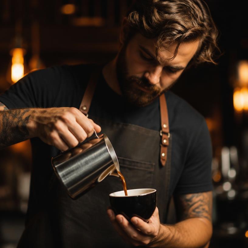 Barista a servir um café